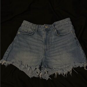 H&M Blue Frayed Jean Shorts